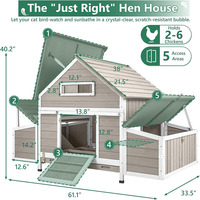 Gallinero de Madera Simple para Exteriores, Resistente a la Intemperie, con Nidos para 3+ Gallinas