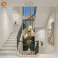 Lustre suspendu moderne en aluminium personnalisable, blanc chaud 3000K, réglable, pour escalier, villa, escalier en spirale