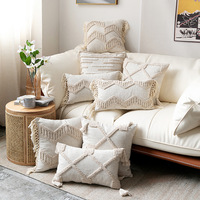 Ourwarm — coussin de canapé brodé style marocain, style scandinave et nordique, housse d'oreiller brodée avec franges décoratives
