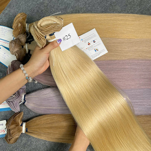 100% vague naturelle de la plus haute qualité attachée à la main style de trame extensions de cheveux humains vierges vietnamiens bruts prix de gros - Product Image 1