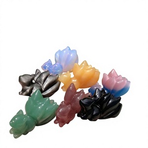 Figura de Zorro Tallada en Cristal Natural, Escultura de Animal en Piedra de Colores Mixtos para Regalo y Decoración del Hogar - Product Image 3