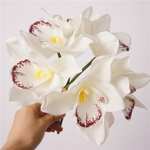 Nuevo Diseño de Orquídea Cymbidium de Látex, <span class=keywords><strong>6</strong></span> Ramas, Ramo de Flores Artificiales de Tacto Real para Decoración de Bodas, Eventos y Fiestas - Product Image 6