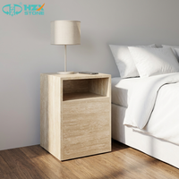 Table d'appoint moderne en marbre travertin beige clair HZX Premium, personnalisable pour cuisine ou chevet