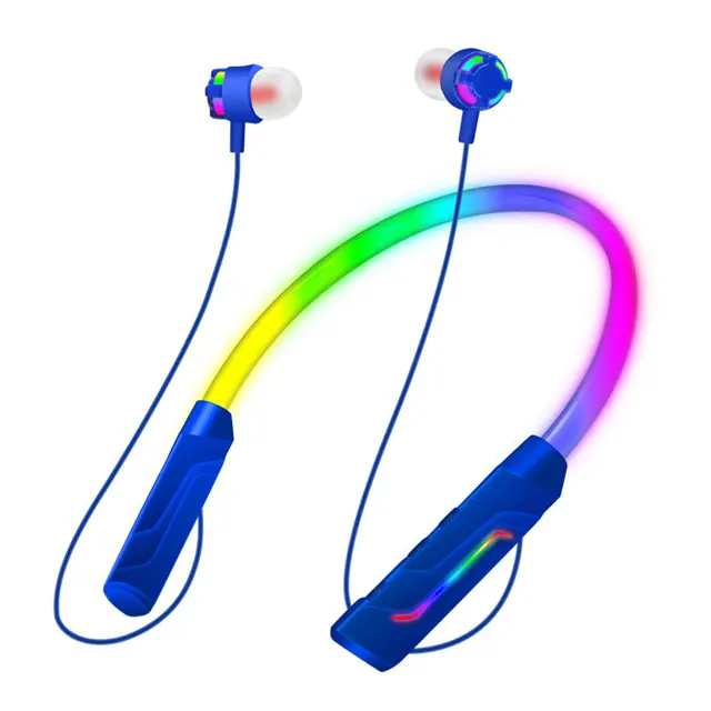 New Colorful Luminous Hanging Neck Sports Music Pluggable Cartoon Talk Wireless Earphones E-commerce Earphones