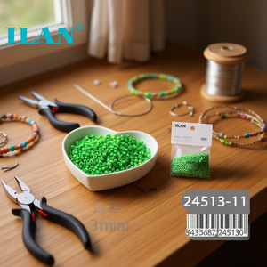 Perline Verdi Ilan da 3mm, 50g per Creazione di Gioielli - Product Image 3