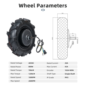 Kit moteur moyeu 48V à aimant permanent sans balais à couple élevé, charge 800 kg, à arbre unique, pour agriculture 4x4 avec pneu de 16 pouces - Product Image 4