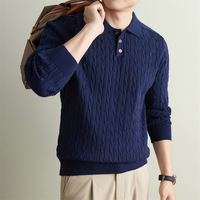 Pull en maille torsadée jacquard épais pour homme, coupe ample, respirant et chaud, manches longues, collection automne-hiver