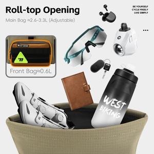 Sac de vélo multifonctionnel étanche et portable, extensible, pour guidon, en polyester Oxford, capacité 2,6-3,3L - Product Image 3
