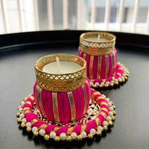 Support de bougie chauffe-plat en fil de soie, base en filigrane découpé, coupelle métallique, anneau de perles, décoration de table festive, ensemble souvenir - Product Image 1