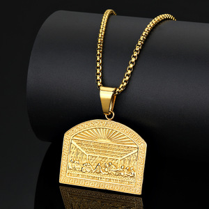 Pendentif Hip Hop à la mode en acier inoxydable plaqué or 18 carats Bijoux religieux Pendentif du dernier souper Jésus - Product Image 1