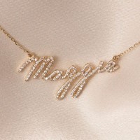 Collier tendance avec nom entièrement pavé de cristaux, pendentif personnalisé DIY avec alphabet anglais, accessoire de luxe délicat