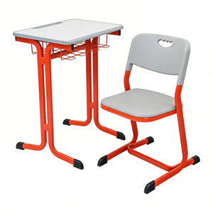 Conjunto de Escritorio y Silla Escolar Resistente con Patas Antideslizantes, Tablero Blanco y Patas de Acero Naranja, para Jardín de Niños y Escuela Secundaria - Product Image 5