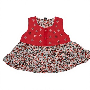 Chemise personnalisée pour bébé fille, 100% coton biologique, tissu tricoté, imprimé, broderie, col montant, chemisier d'été pour enfants - Product Image 2