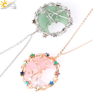 CSJA-colgante de cristal envuelto en piedra Natural, luna creciente, estrella, H028, venta al por mayor - Product Image 5