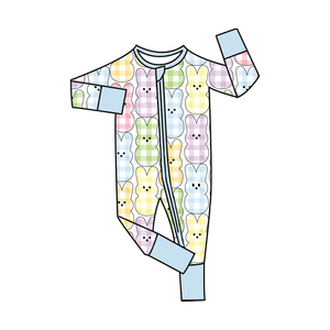 Quần áo trẻ em sơ sinh 0-3 tháng tuổi chất liệu sợi tre hữu cơ in họa tiết chắp vá phương Tây, có khóa kéo, thiết kế riêng cho mùa hè - Product Image 2