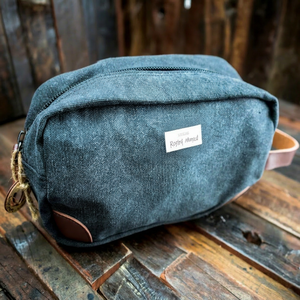 Retro Waxed Canvas Leather Toiletry Bag Custom Logo <b>Mens</b> Travel Shaving Dopp Kit Waterproof Cosmetic Organizer <b>Pouch</b> LCTB-0095D - Product Image 1