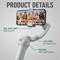 Support de téléphone M01 pour trépied de bureau avec rotule, corps métallique, pince pour téléphone, rotation 360° °   Rotation et inclinaison pour la photographie de vlog et de diffusion en direct