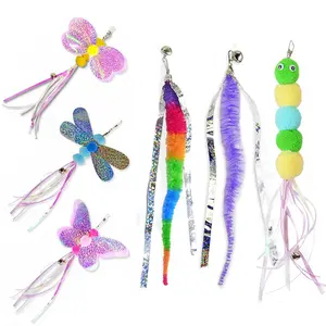 Partager Pet Supplies Cat Teaser Wand Refill Funny Butterfly Kitten Teaser Stick Replacement Ref