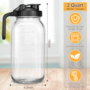 Shanghai Factory Direct 64 oz boca larga Mason <span class=keywords><strong>Jar</strong></span> Jarros de vidro com tampas herméticas - Product Image 3
