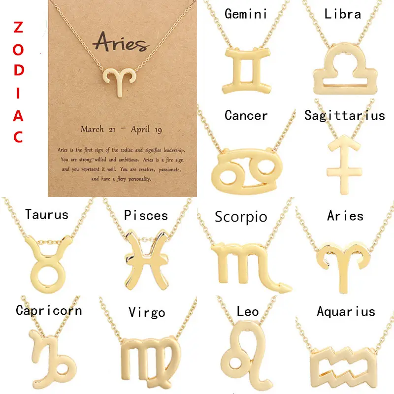 Fashion Jewelry 2020 Choker Necklaces Gold Plated Zodiac Pendant Necklace For Women