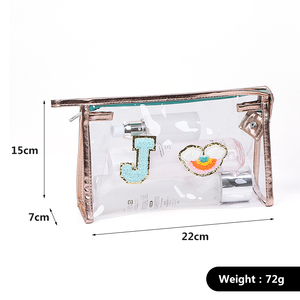 Borsa per il trucco della toppa Preppy borsa per l'organizzatore cosmetico borsa per il trucco borsa portatile multiuso con cerniera in PVC trasparente - Product Image 4