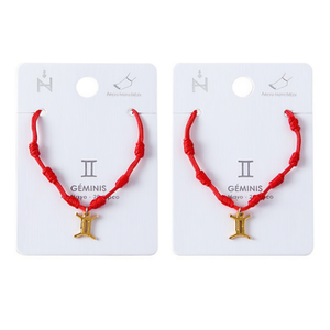 Cavigliera Gemini alla Moda, Corda Rossa in Canapa, Placcata Oro, Costellazione, Gioiello Unisex da Regalo - Product Image 1