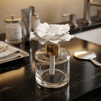 Diffuseur de parfum d'ambiance de luxe 50 ml en verre avec fleur en céramique et porcelaine, pour huiles essentielles