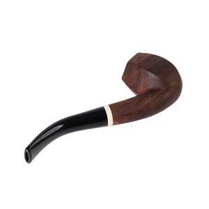 Muxiang Wooden Tobacco Pipe Bent Type 9mm Filter Acrylic Handle Solid Wood Smoking Pipe - Product Image 5