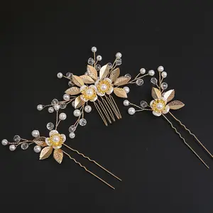 Bridal hair acessórios handmade pearl wedding comb hairpins set cabelo acessórios mulheres casamento