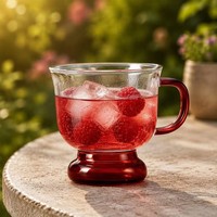 Taza de Café Infantil de Vidrio Borosilicato Resistente al Calor de 200 ml, Hecha a Mano, con Asa de Color y Base Gruesa para Espresso y Latte, en Oferta