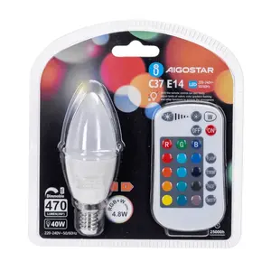 Bombilla LED E14 C37 4.8W RGB, iluminación eficiente, control de color, ideal para ambientes decorativos y festivos. - Product Image 3