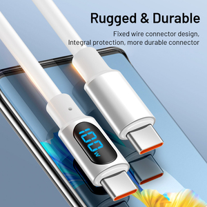 Haute qualité 100W 5A USB-A à C Type C à Type C PD câble de charge rapide pour Huawei <span class=keywords><strong>iPhone</strong></span> 14 15 affichage numérique câble USB <span class=keywords><strong>alimentation</strong></span> - Product Image 3