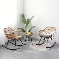 Chaise à bascule de jardin en rotin PE tressé à la main, confortable et élégante, pour cuisine de villa moderne et patio, vente en gros