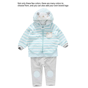 Conjunto de Venta caliente para bebés <span class=keywords><strong>y</strong></span> recién nacidos, chaqueta con capucha <span class=keywords><strong>y</strong></span> cremallera de algodón orgánico personalizado para bebés <span class=keywords><strong>y</strong></span> niños pequeños, abrigo, camiseta, pantalones, conjunto de 3 piezas - Product Image 2