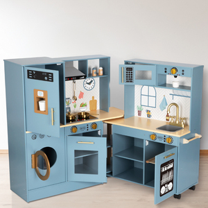 Jouets de <span class=keywords><strong>cuisine</strong></span> en <span class=keywords><strong>bois</strong></span>, jeux de simulation pour enfants, jeux de <span class=keywords><strong>cuisine</strong></span> bleus et blancs, grand ensemble de jouets pour enfants - Product Image 6