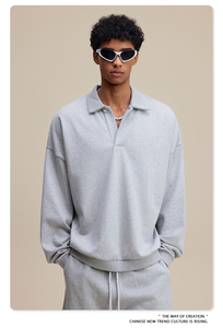 <span class=keywords><strong>Felpa</strong></span> da <span class=keywords><strong>uomo</strong></span> oversize oversize per <span class=keywords><strong>Polo</strong></span> in grigio all'uncinetto con funzione Anti-strizzacervelli - Product Image 4