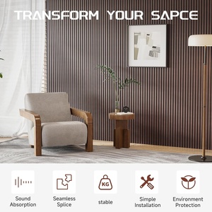 Pannello acustico moderno a doghe <span class=keywords><strong>in</strong></span> <span class=keywords><strong>legno</strong></span> impiallacciatura di noce scuro MDF Slat Akupanels <span class=keywords><strong>pannelli</strong></span> acustici per Home Office Studio Hotel - Product Image 4