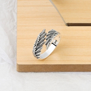 LT-384 925 Sterling bạc thiên thần Wing Ring cao cấp mở có thể điều chỉnh Niche Internet người nổi tiếng Ins phụ kiện - Product Image 1