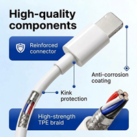 Câble USB 6A de type A vers 8 broches TPE tressé, charge rapide, câble de données, câble de charge pour téléphone, vente en gros, OEM, durable, 1M 1.5M 2M