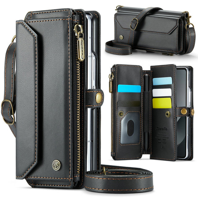 CaseMe Manufacture for Samsung Galaxy Z Fold 6 Case With Muti-Cards Long Shoulder Bags Mobile Phones for Samsung Z Fold 6 5 4 3