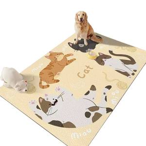 แผ่นรองสัตว์เลี้ยงรูปสี่เหลี่ยมผืนผ้าลายการ์ตูนกันลื่นกันน้ำสำหรับพื้นที่สัตว์เลี้ยงในบ้าน ทำจากดินไดอะตอมเมียซ สามารถเช็ดทำความสะอาดและซักล้างได้ - Product Image 2