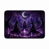 Tapis de salon moderne en polyester lavable, insonorisant et antidérapant, motif cercle de cristal de trois sorcières en velours synthétique, pour Halloween