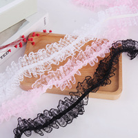 Bande de dentelle décorative en polyester à volants, 4 cm (1,6 pouces), style Europe-Amérique, pour bordures de vêtements et accessoires capillaires
