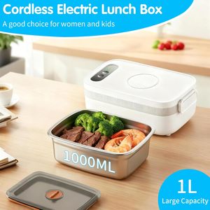 Charging Wireless Heating Electric <b>Lunch</b> <b>Box</b> No Plug-in Water-Free Portable Student Plastic 1 Liter Timing Function Removable - Product Image 2