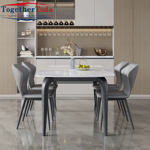 Nouvelle conception, table à manger rectangulaire de luxe avancée et personnalisée avec 6 chaises, ensemble de 8 places pour appartement, salon et salle à manger - Product Image 1