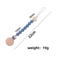Attache-sucette en silicone de qualité alimentaire et bois de hêtre sans BPA avec chaîne de 22 cm, 7 couleurs pour garçons et filles