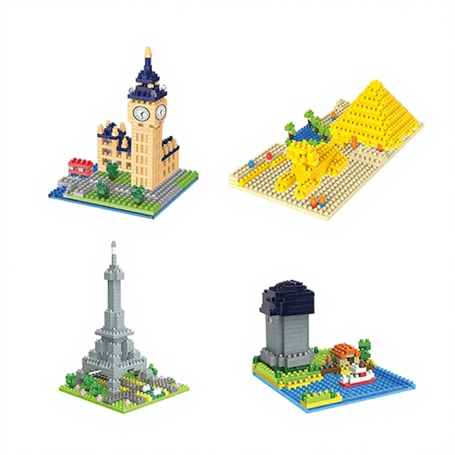 Hot Selling Intelligent Diamond Brick Architecture Miniature Set Educational Plastic Cement Building Block Toys for Ages 7+