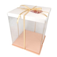Boîte à gâteau transparente personnalisée de 10 pouces boîte cadeau de gâteau grande carrée transparente en plastique PET pour anniversaire mariage