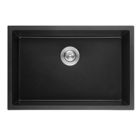 Lessive de cuisine personnalisable Bol simple solide en granit de quartz composite de 27 pouces Bol d'évier noir