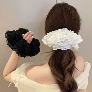 Coletero de Encaje Elástico Multicapa de Color Puro, Estilo Coreano, Elegante y Dulce, para Mujer, Accesorios para el Cabello para Niñas - Product Image 5